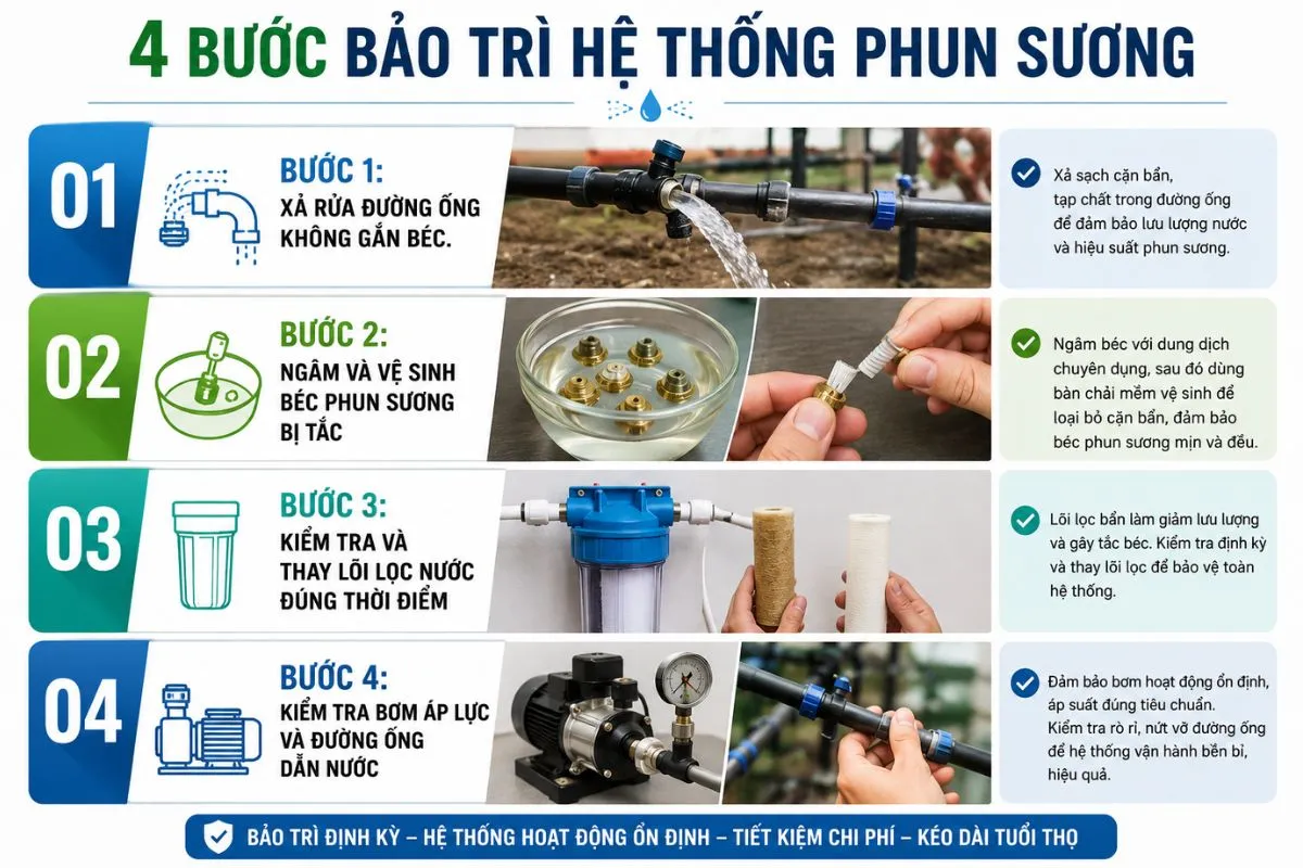 Tại Sao Hệ Thống Phun Sương Cần Bảo Trì Định Kỳ 1 4 Bước Bảo Trì Hệ Thống Phun Sương Đúng Quy Trình