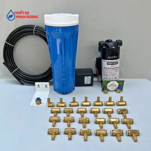 Áp Suất Máy Bơm Phun Sương Bao Nhiêu Bar Là Đủ? 3 Mức Theo Ứng Dụng 2 Bộ phun sương 30 béc đồng cho quán cà phê nhà hàng 35–50 bar